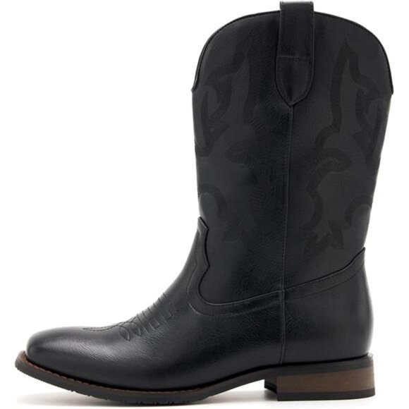 Cowboy Boots for Men Classic Embroidered Western Boots Slip Resistant Square - Picture 2 of 7